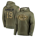 Tlead SF.49ers #19 Deebo Samuel Sr. Player Olive Salute to Service Pullover Hoodie Home Game Stitched Jerseys
