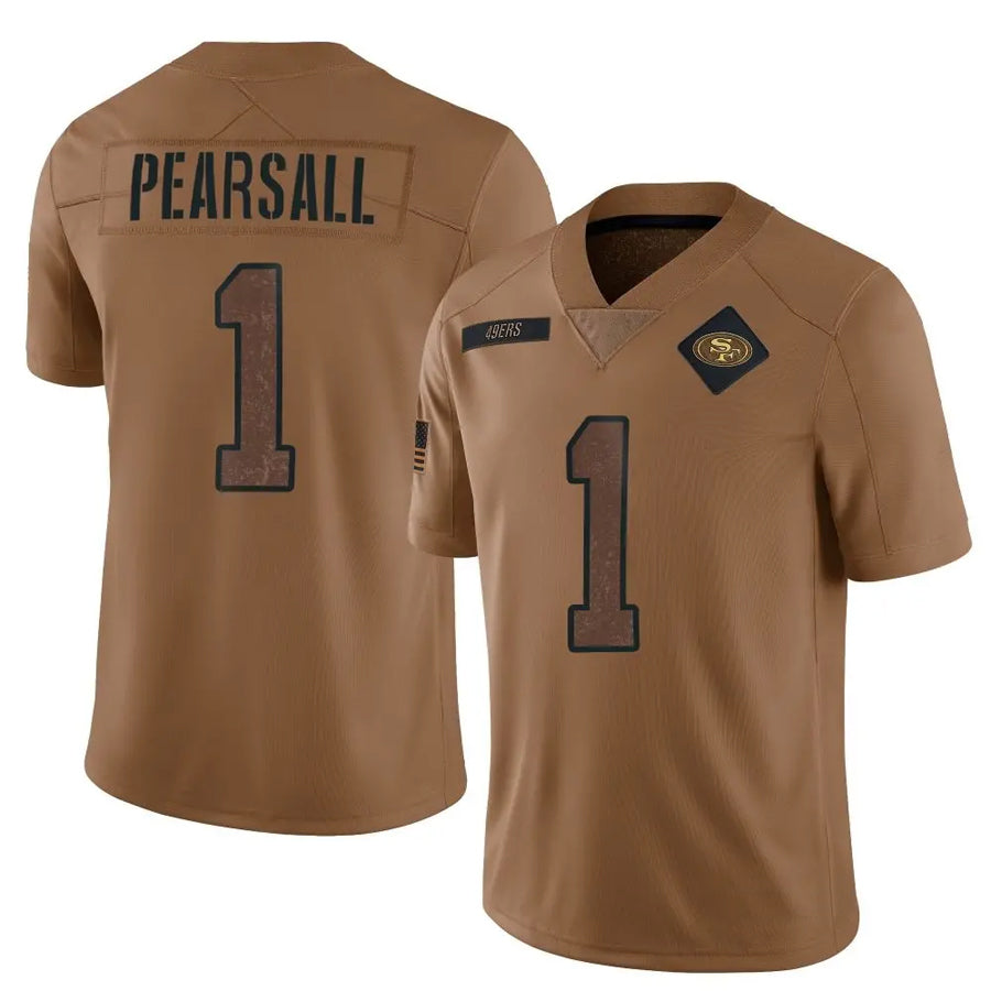 Tlead SF.49ers #1 Ricky Pearsall Player Brown Salute To Service Limited Stitched Jerseys