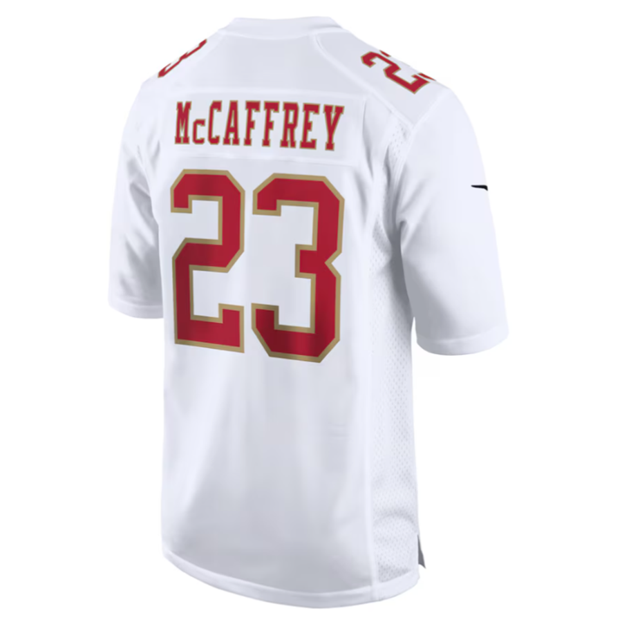 Tlead SF.49ers #23 Christian McCaffrey Tundra White Fashion Game American Stitched Jersey