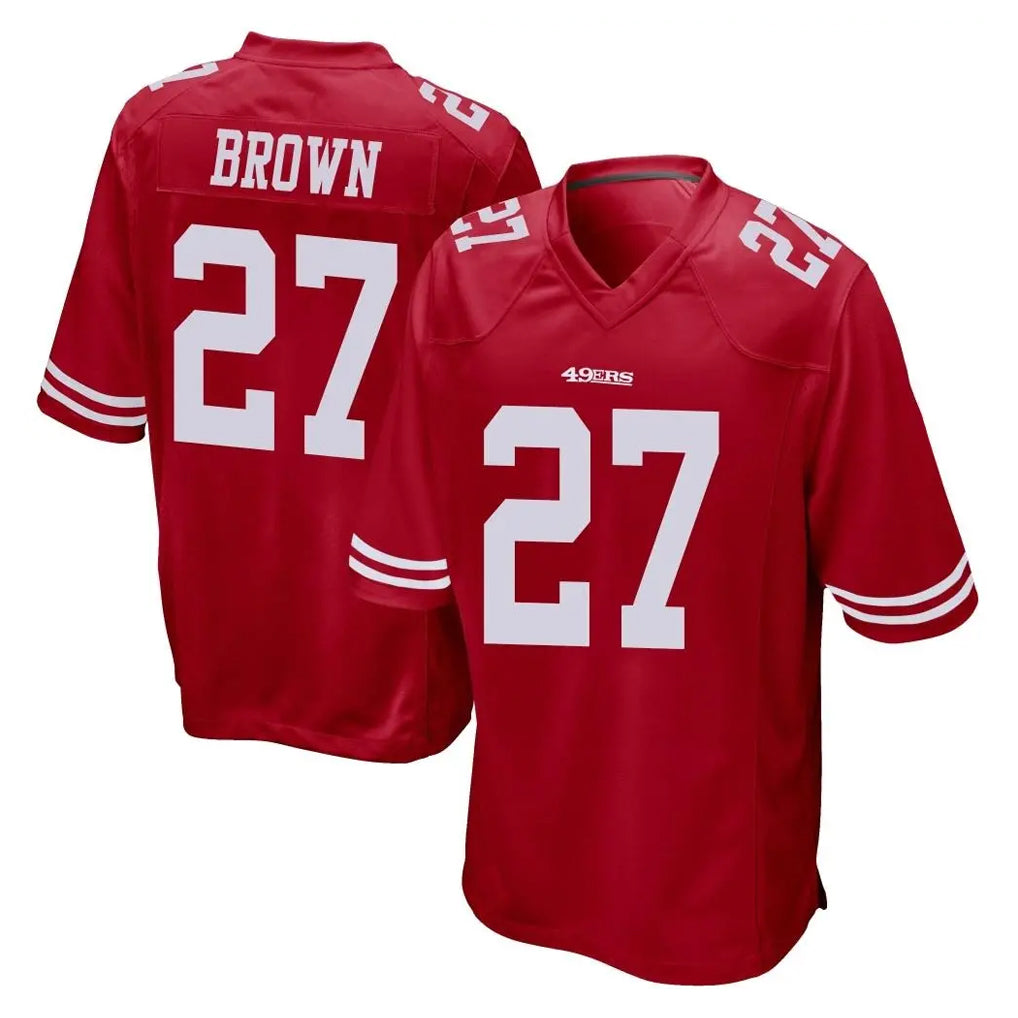 Tlead SF.49ers #27 Ji'Ayir Brown Player Red Home Game Stitched Jerseys