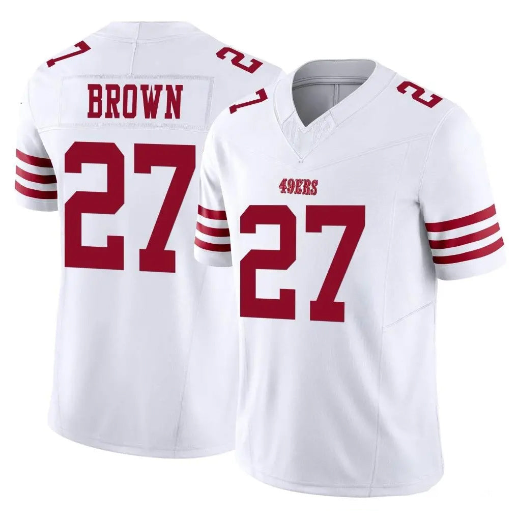 Tlead SF.49ers #27 Ji'Ayir Brown Player White Limited Vapor F.U.S.E. Home Game Stitched Jerseys