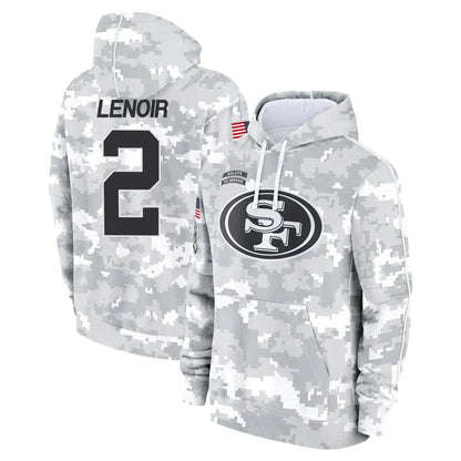 Tlead SF.49ers #2 Deommodore Lenoir Player Arctic Camo Limited Salute to Service Pullover Hoodies Game Stitched Jerseys