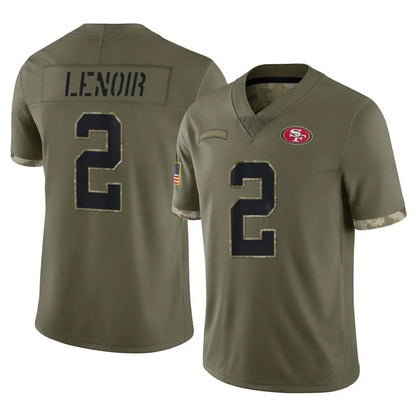 Tlead SF.49ers #2 Deommodore Lenoir Player Olive Limited Salute To Service Home Game Stitched Jerseys
