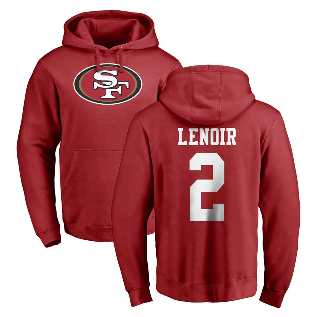 Tlead SF.49ers #2 Deommodore Lenoir Player Red LOGO Pullover Hoodies Home Game Stitched Jerseys