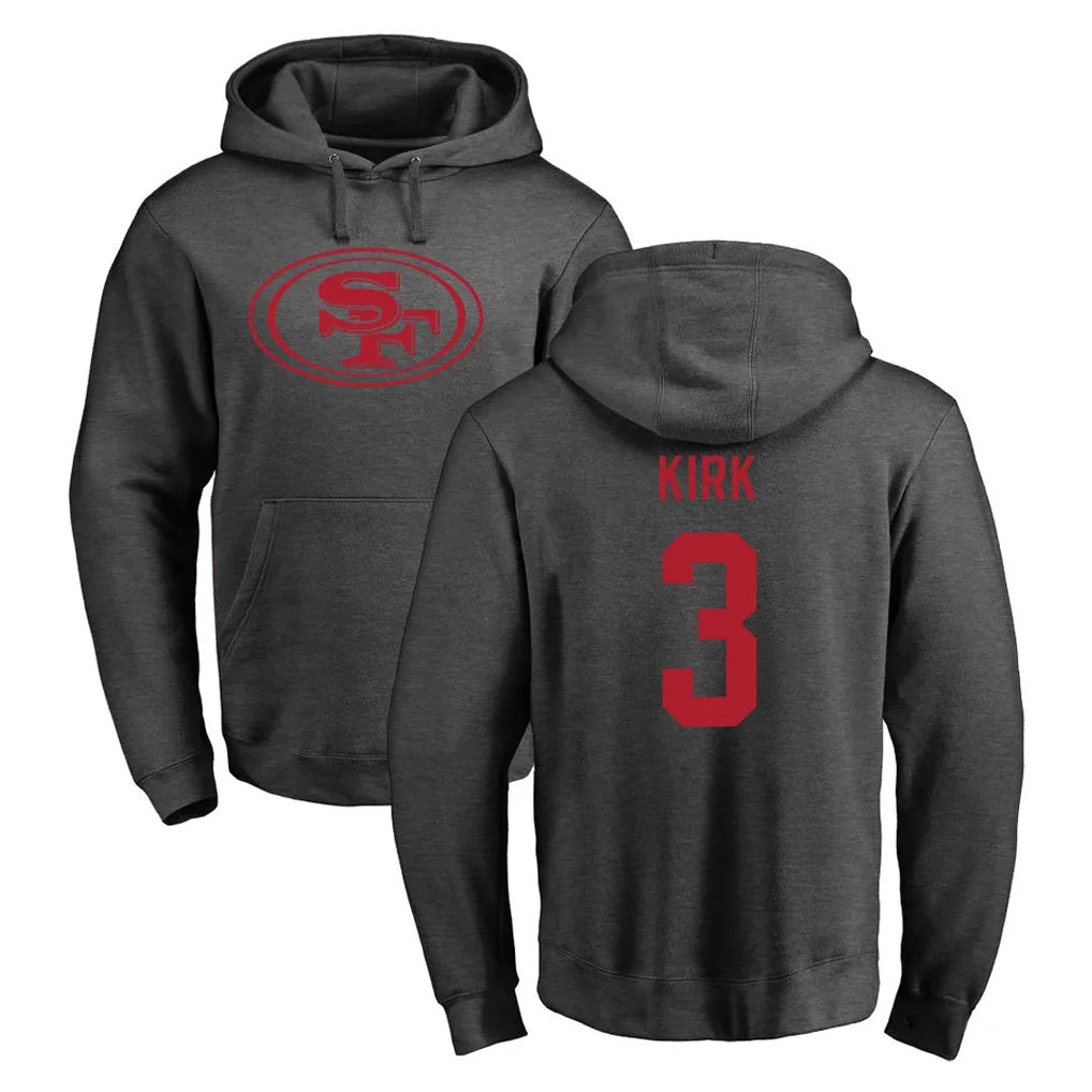 Tlead SF.49ers #3 Christian Kirk Player Anthracite Pullover Hoodies Home Game Stitched Jerseys