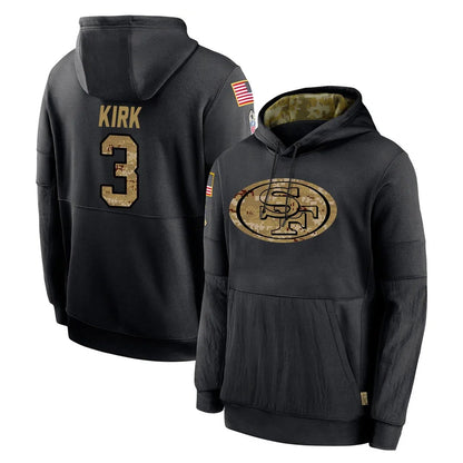 Tlead SF.49ers #3 Christian Kirk Player Black Salute to Service Sideline Performance Pullover Hoodies Home Game Stitched Jerseys