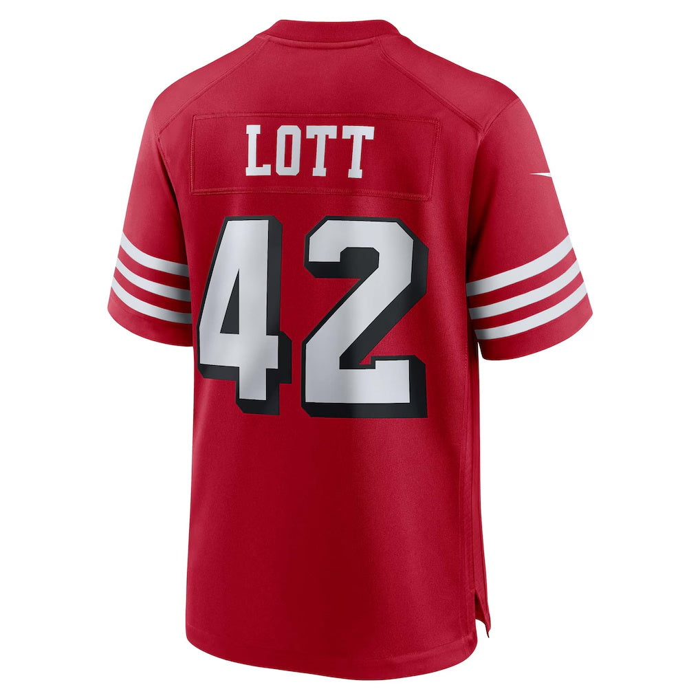 Tlead SF.49ers #42 Ronnie Lott Scarlet Retired Player Alternate Game Stitched Jerseys