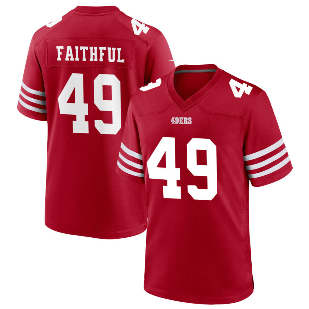 Tlead SF.49ers #49 The Faithful Player Scarlet Home Game Football Jerseys