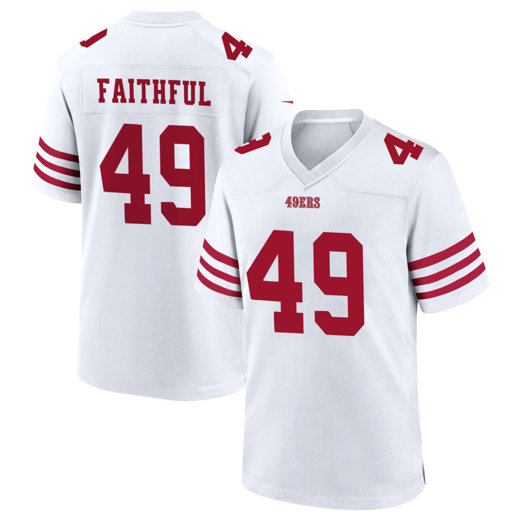 Tlead SF.49ers #49 The Faithful Player White Home Game Football Jerseys