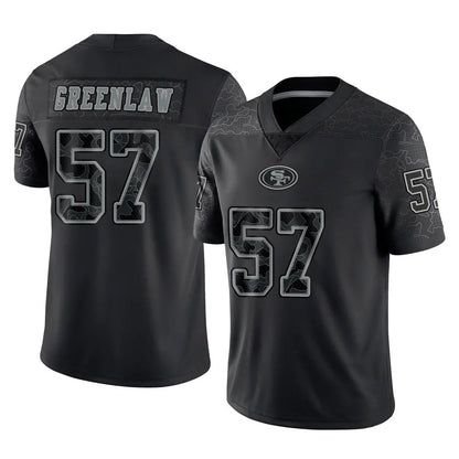 Tlead SF.49ers #57 Dre Greenlaw Player Black Limited Reflective Home Game Stitched Jerseys