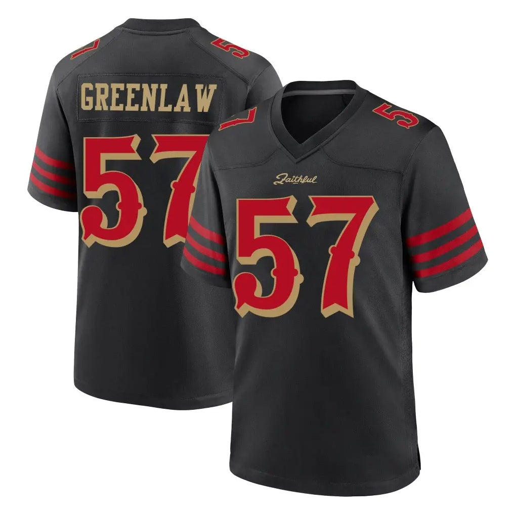 Tlead SF.49ers #57 Dre Greenlaw Player Black Rivalries Collection Home Game Stitched Jerseys