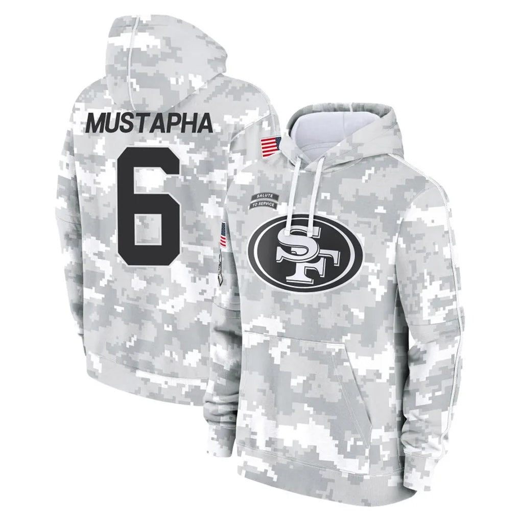 Tlead SF.49ers #6 Malik Mustapha Player Arctic Camo Limited Salute to Service Pullover Hoodies Game Stitched Jerseys