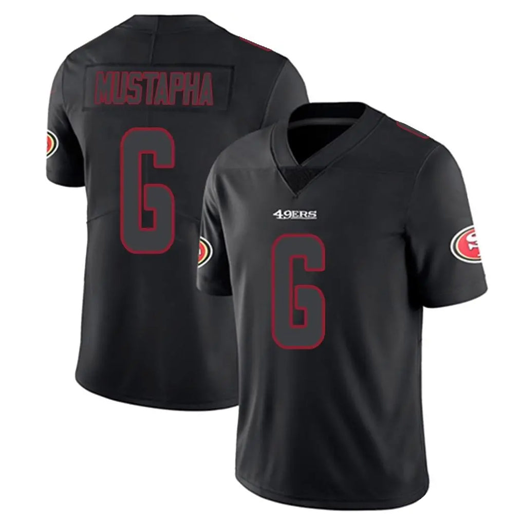Tlead SF.49ers #6 Malik Mustapha Player Black Impact Limited Home Game Stitched Jerseys