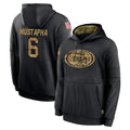 Tlead SF.49ers #6 Malik Mustapha Player Black Salute to Service Sideline Performance Pullover Hoodies Home Game Stitched Jerseys