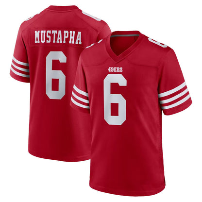Tlead SF.49ers #6 Malik Mustapha Player Red Game Home Stitched Jerseys