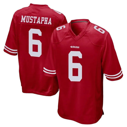 Tlead SF.49ers #6 Malik Mustapha Player Red Home Game Stitched Jerseys