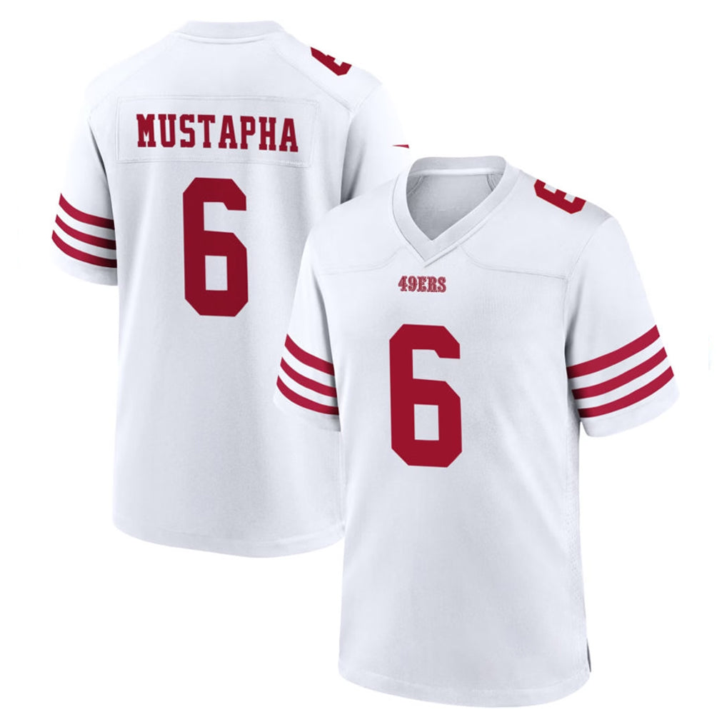 Tlead SF.49ers #6 Malik Mustapha Player White Game Home Stitched Jerseys