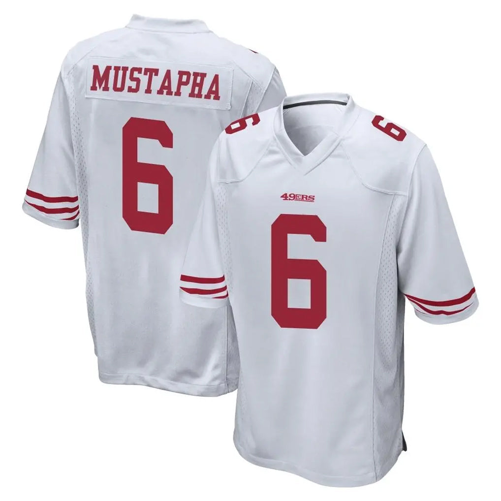 Tlead SF.49ers #6 Malik Mustapha Player White Home Game Stitched Jerseys