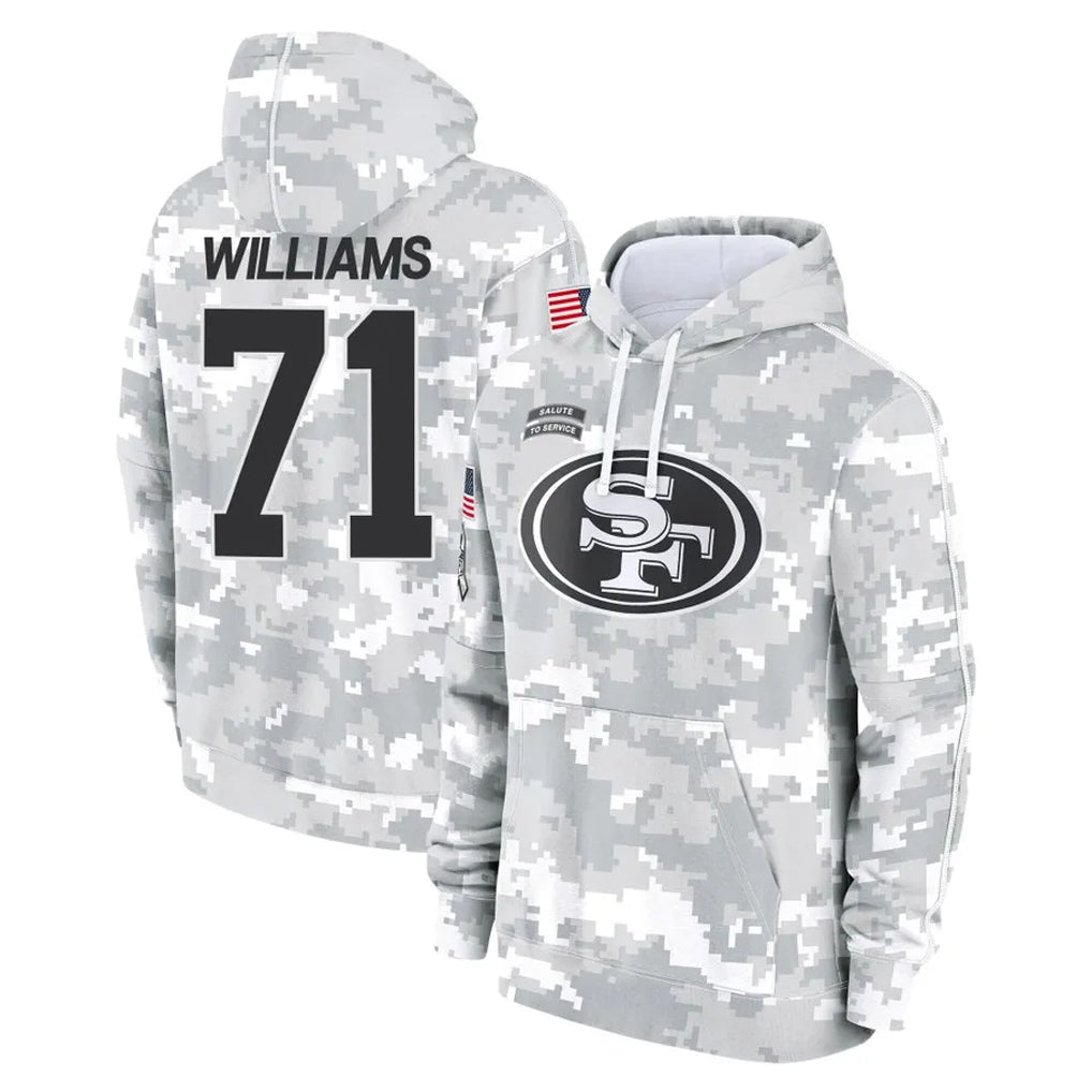 Tlead SF.49ers #71 Trent Williams Player Arctic Camo Limited Salute to Service Pullover Hoodies Game Stitched Jerseys