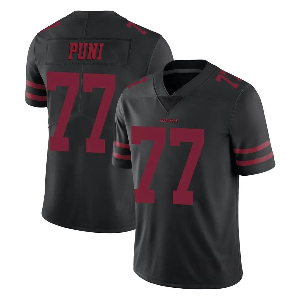 Tlead SF.49ers #77 Dominick Puni Player Black Alternate Limited Vapor Untouchable Home Game Stitched Jerseys