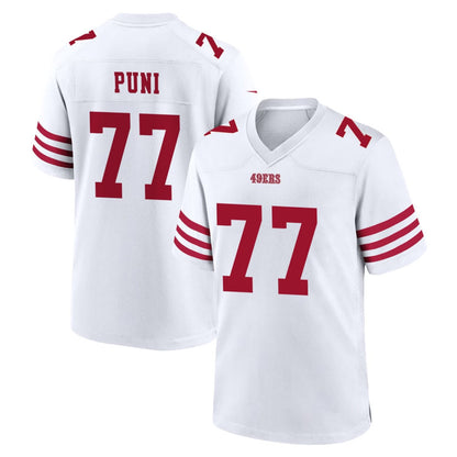 Tlead SF.49ers #77 Dominick Puni Player White Game Home Stitched Jerseys