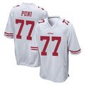 Tlead SF.49ers #77 Dominick Puni Player White Home Game Stitched Jerseys
