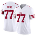 Tlead SF.49ers #77 Dominick Puni Player White Limited Vapor F.U.S.E. Home Game Stitched Jerseys
