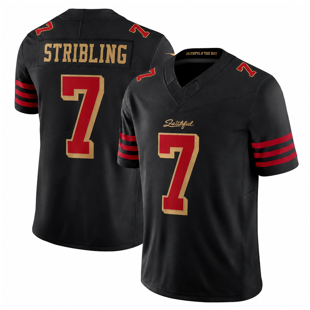 Tlead SF.49ers #7 De'Zhaun Stribling Player Black Limited Rivalries Collection Home Game Stitched Jerseys