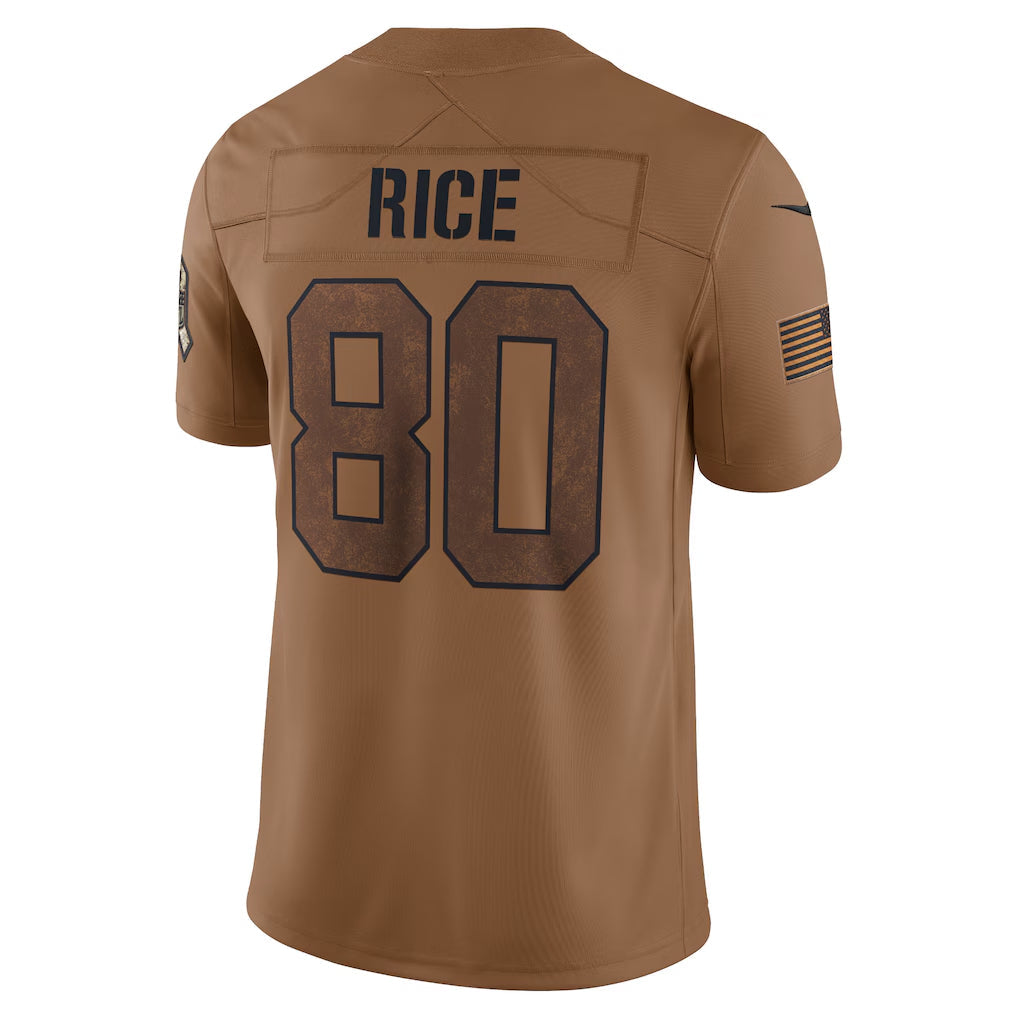 Tlead SF.49ers #80 Jerry Rice Player Brown Salute To Service Limited Stitched Jerseys