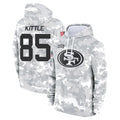 Tlead SF.49ers #85 George Kittle Player Arctic Camo Salute to Service Hoodies Stitched Jerseys