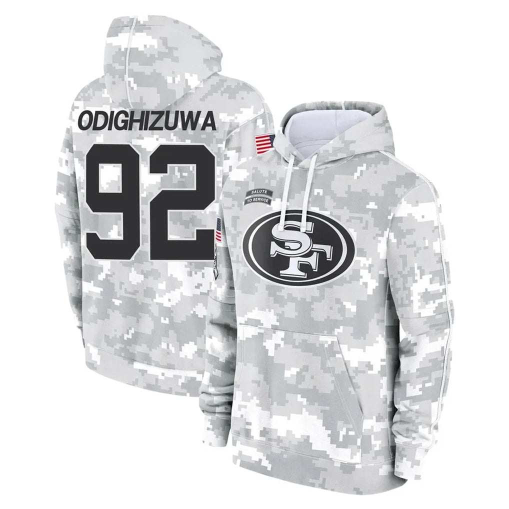 Tlead SF.49ers #92 Osa Odighizuwa Player Arctic Camo Limited Salute to Service Pullover Hoodies Game Stitched Jerseys
