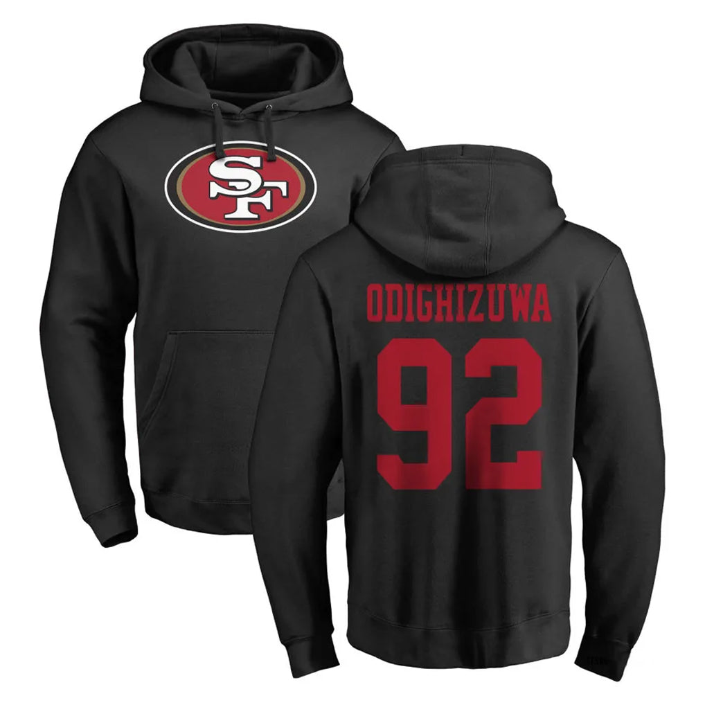 Tlead SF.49ers #92 Osa Odighizuwa Player Black LOGO Pullover Hoodies Home Game Stitched Jerseys
