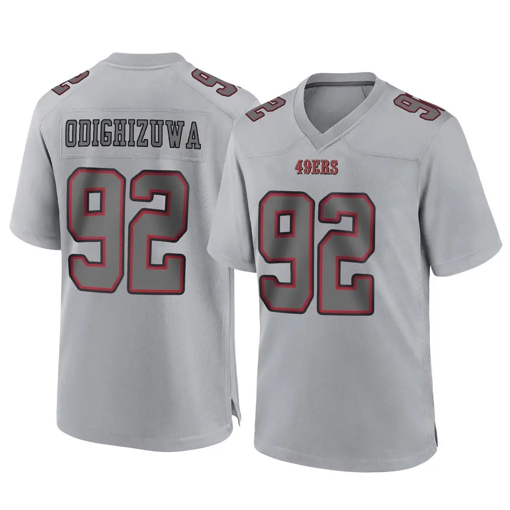 Tlead SF.49ers #92 Osa Odighizuwa Player Gray Atmosphere Fashion Home Game Stitched Jerseys