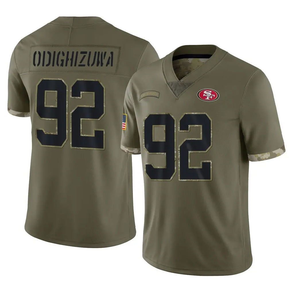 Tlead SF.49ers #92 Osa Odighizuwa Player Olive Limited Salute To Service Home Game Stitched Jerseys