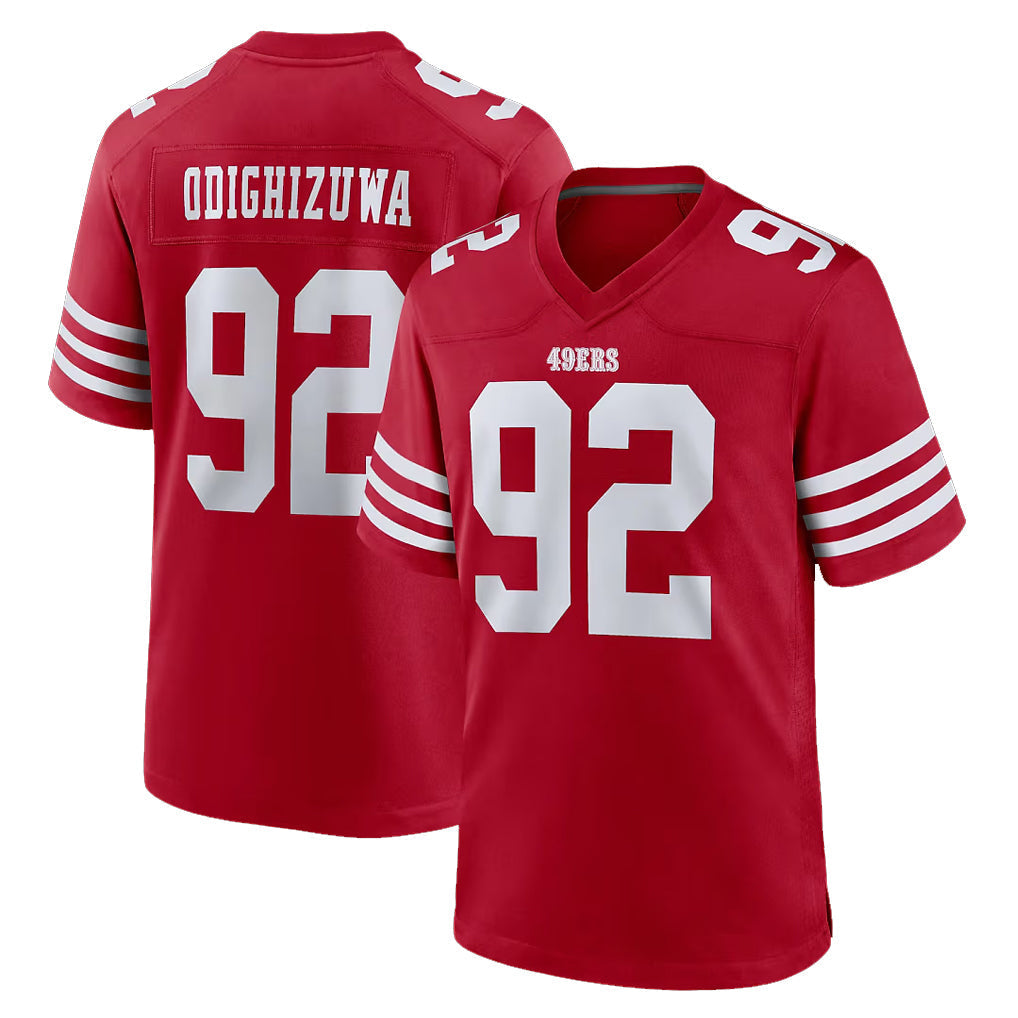 Tlead SF.49ers #92 Osa Odighizuwa Player Red Game Home Stitched Jerseys