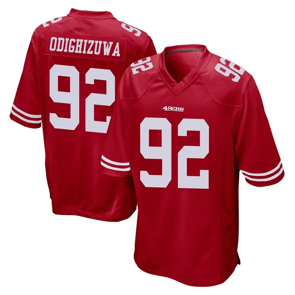 Tlead SF.49ers #92 Osa Odighizuwa Player Red Home Game Stitched Jerseys