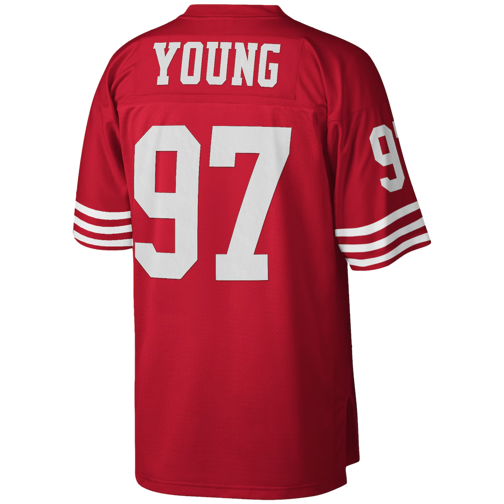 Tlead SF.49ers #97 Bryant Young Mitchell & Ness Scarlet Legacy Replica Jersey