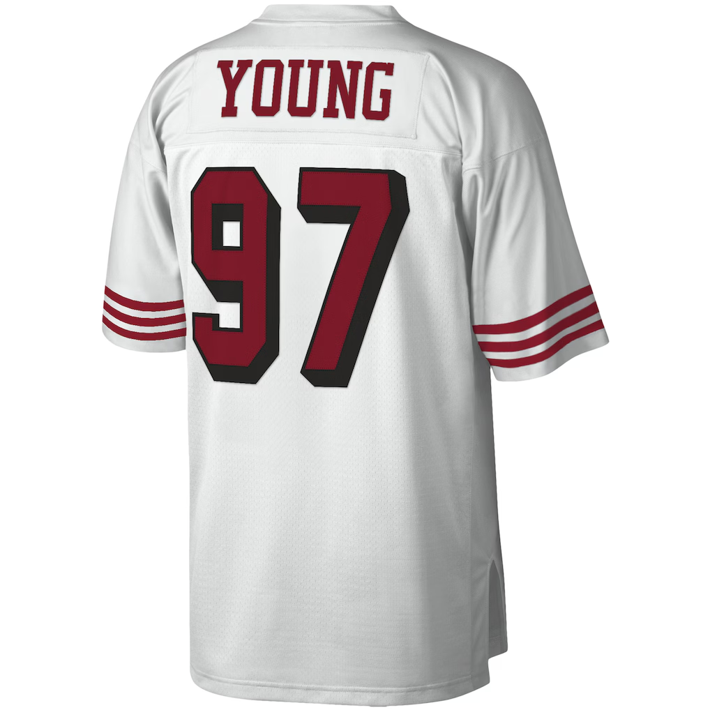Tlead SF.49ers #97 Bryant Young Mitchell & Ness White Legacy Replica Stitched Puhic Jersey