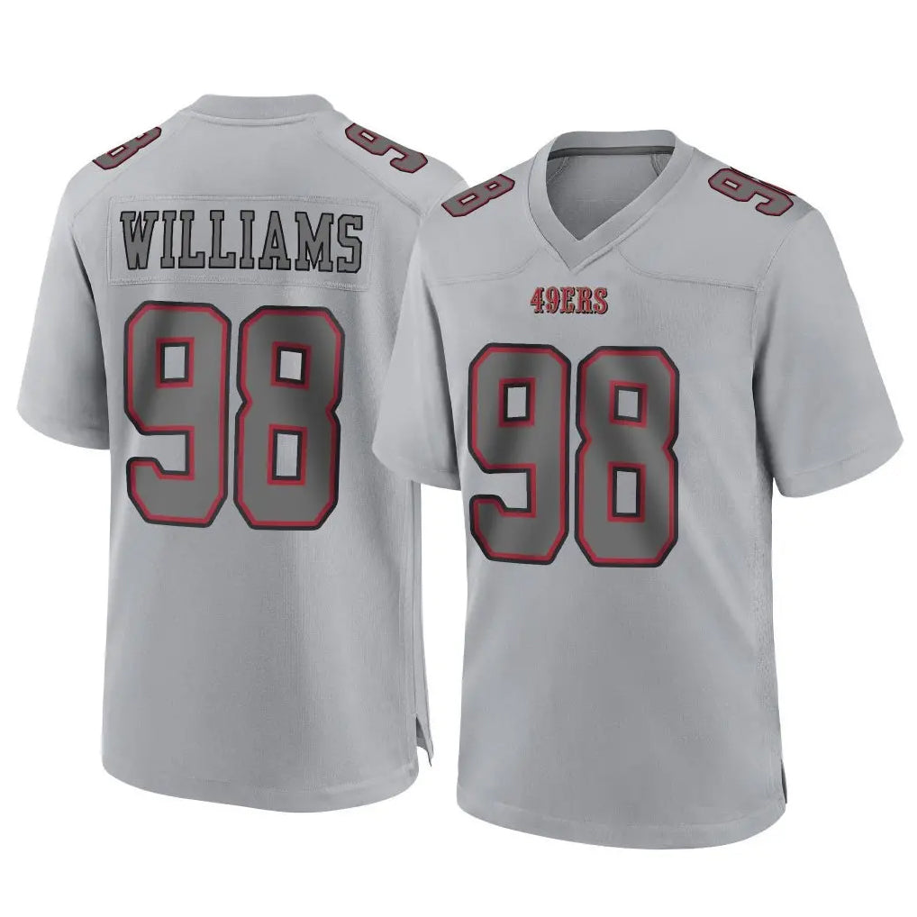 Tlead SF.49ers #98 Mykel Williams Player Gray Atmosphere Fashion Home Game Stitched Jerseys