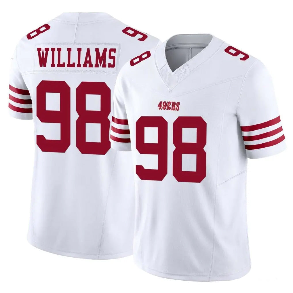 Tlead SF.49ers #98 Mykel Williams Player White Limited Vapor F.U.S.E. Home Game Stitched Jerseys
