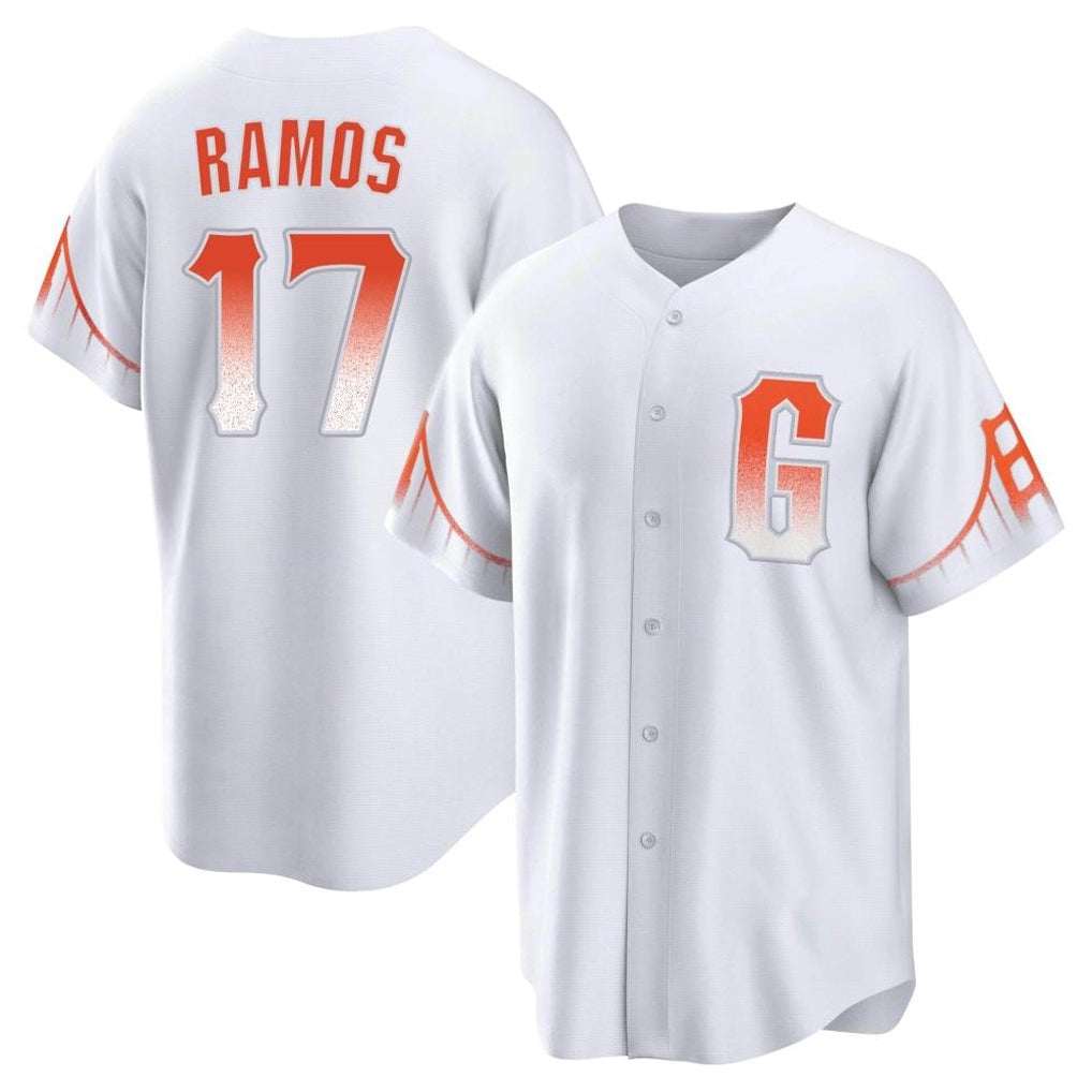 Tlead SF.Giants #17 Heliot Ramos Player White City Connect Home Game Stitched Jerseys