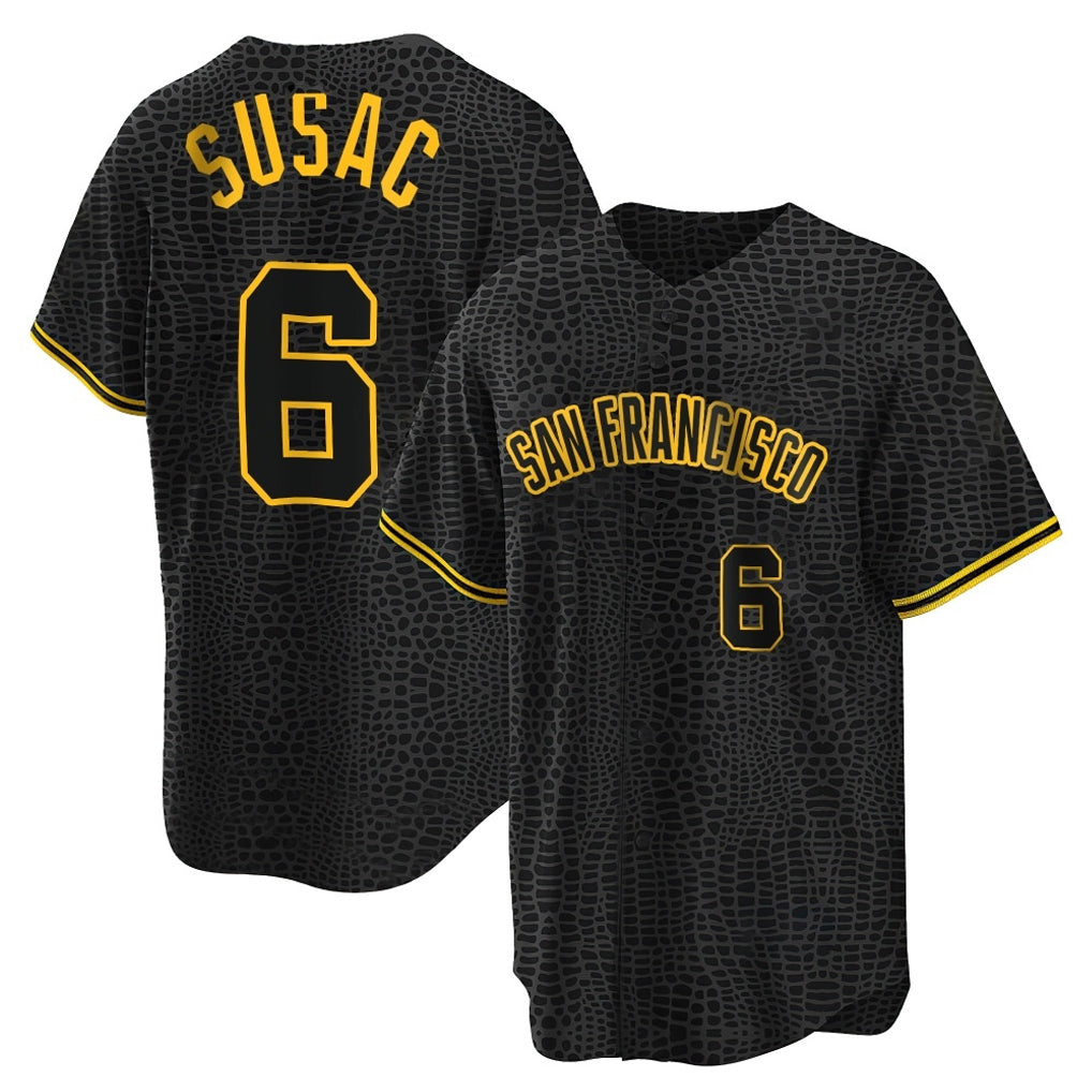 Tlead SF.Giants #6 Daniel Susac Player Black Snake Skin City Limited Stitched Jerseys
