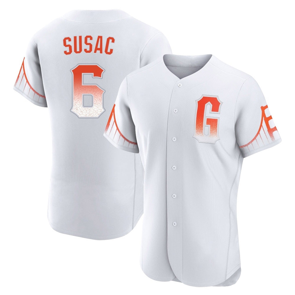 Tlead SF.Giants #6 Daniel Susac Player White City Connect Home Limited Elite Stitched Jerseys