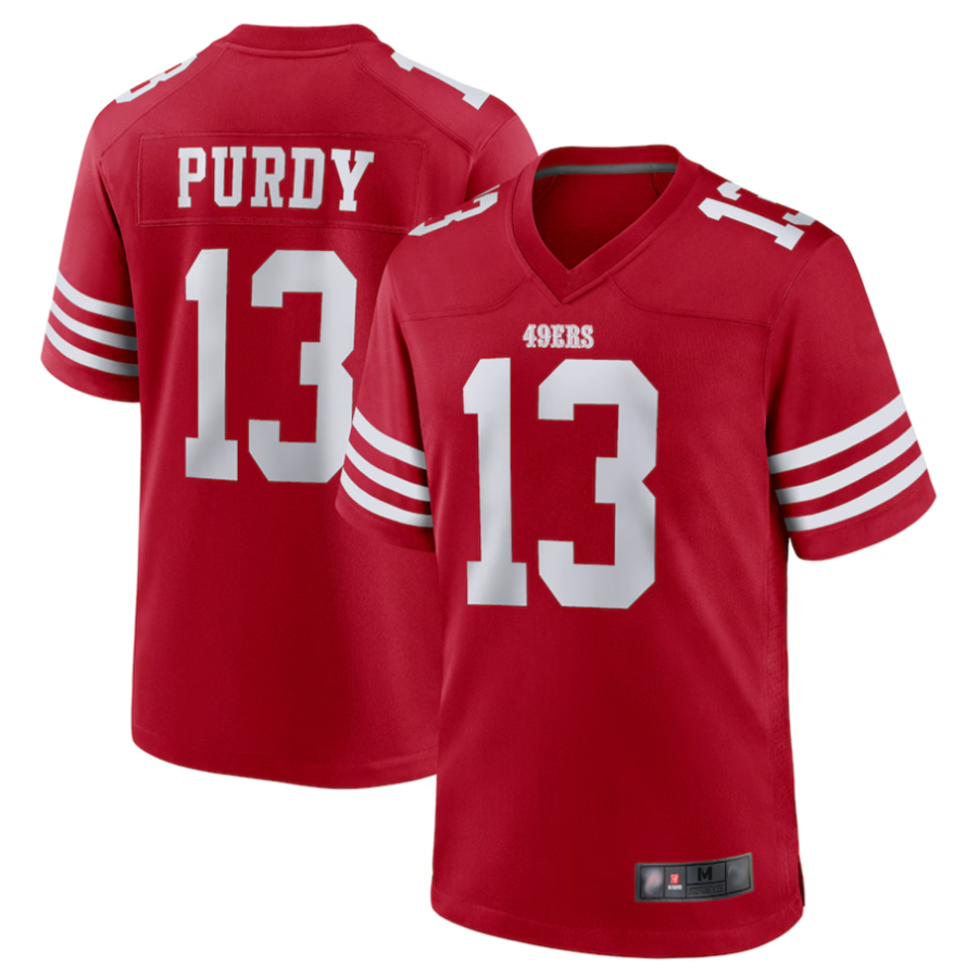 Tlead SFr.49ers #13 Brock Purdy Player Scarlet Replica Game Stitched Jerseys