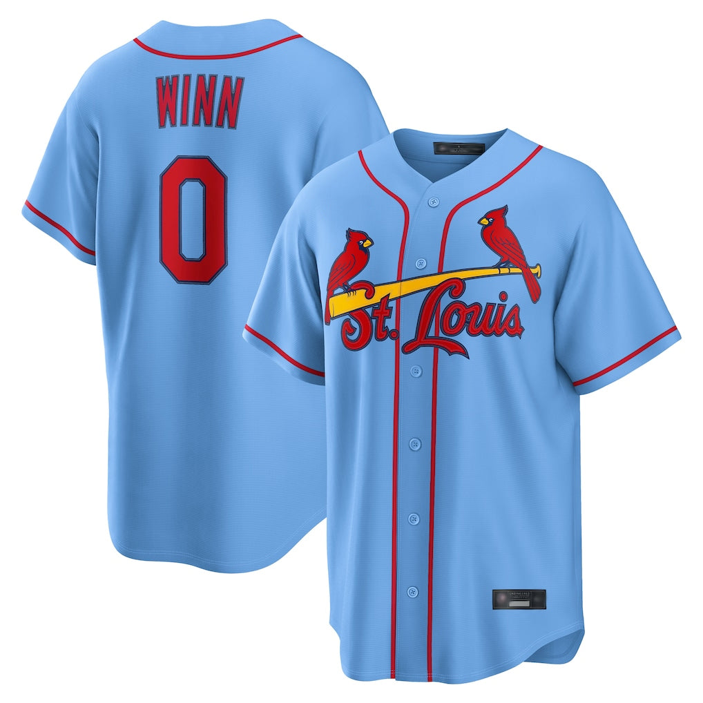 Tlead St. Louis Cardinals #0 Masyn Winn Player Light Blue  Home Game Stitched Jerseys