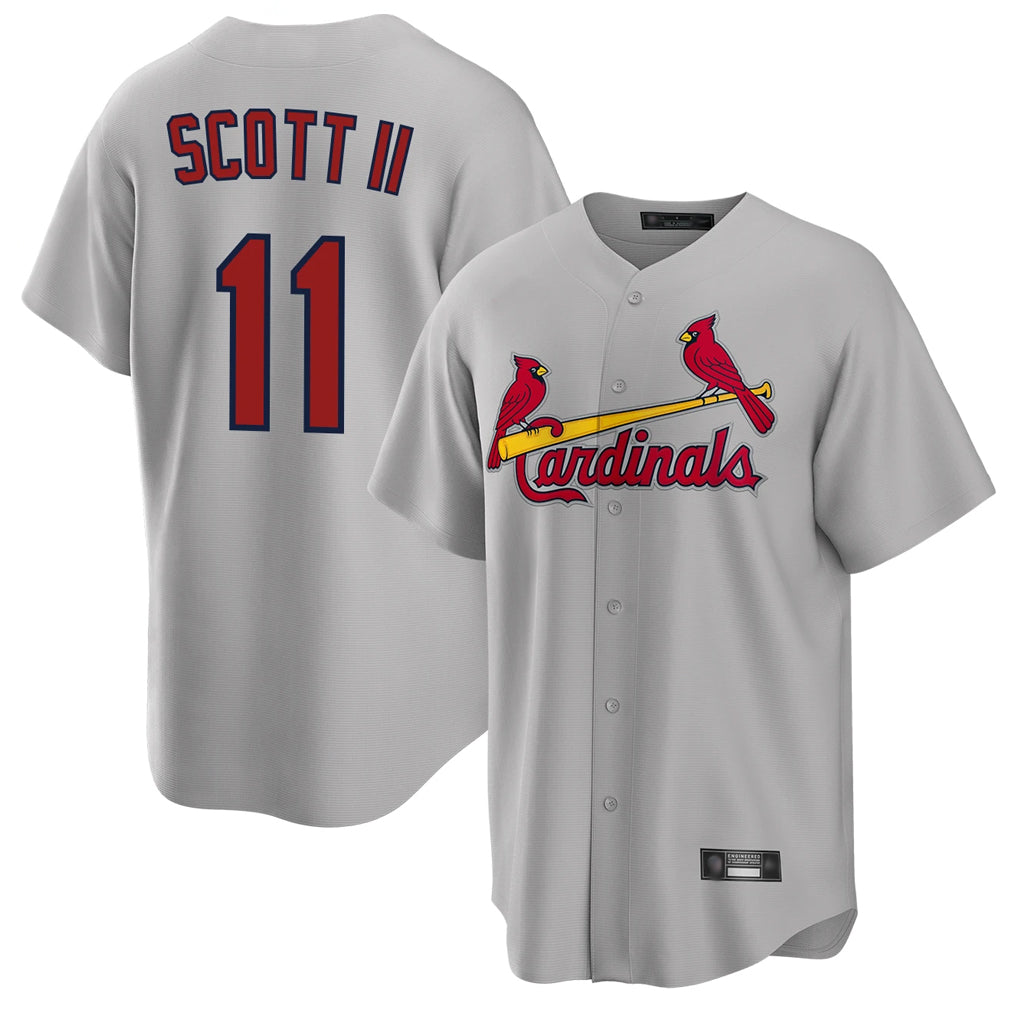 Tlead St. Louis Cardinals #11 Victor Scott II Player Gray Home Game Stitched Jerseys