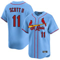Tlead St. Louis Cardinals #11 Victor Scott II Player Light Blue Throwback Cooperstown Collection Limited Stitched Jerseys