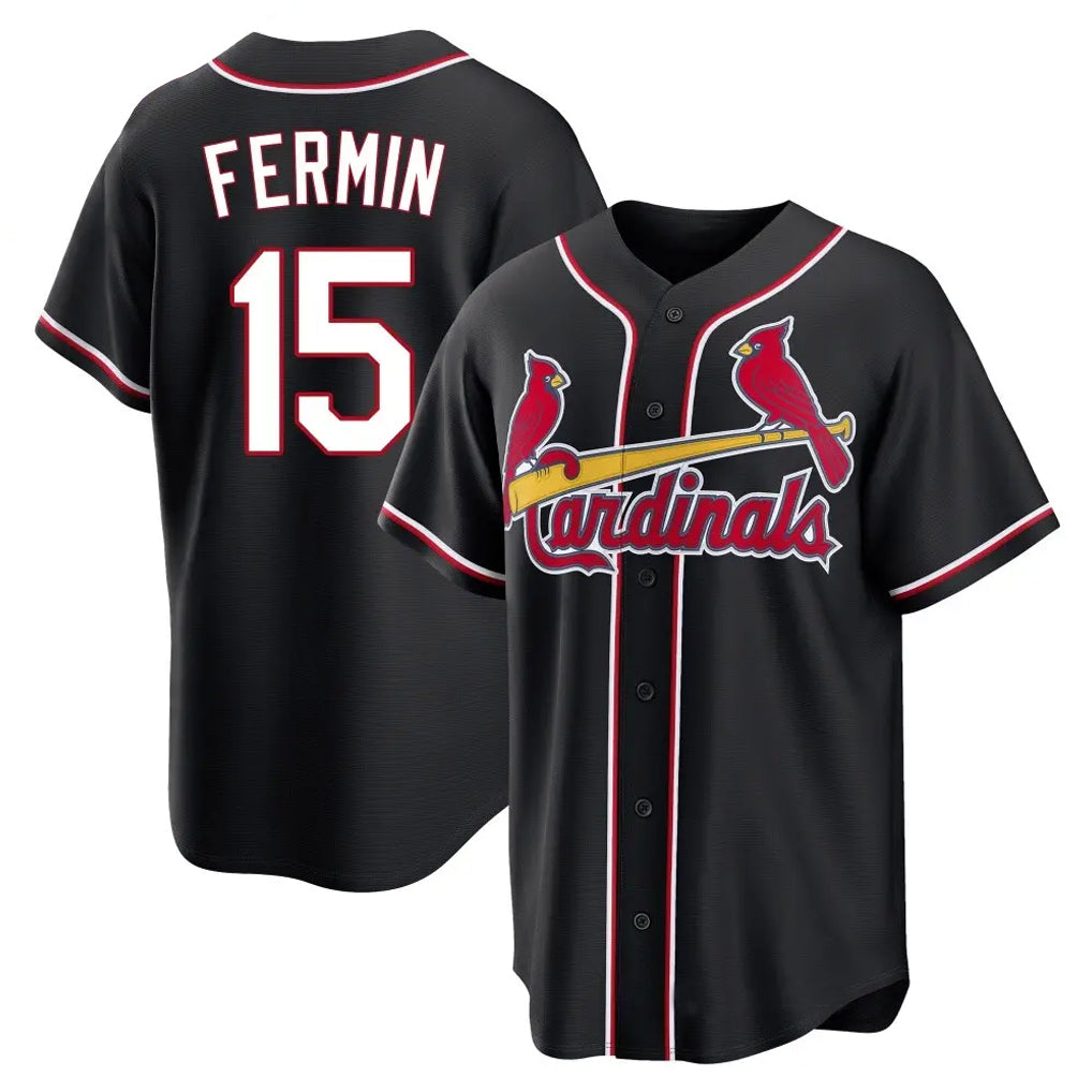 Tlead St. Louis Cardinals #15 Jose Fermin Player Black Carbon Fashio Game Stitched Jerseys