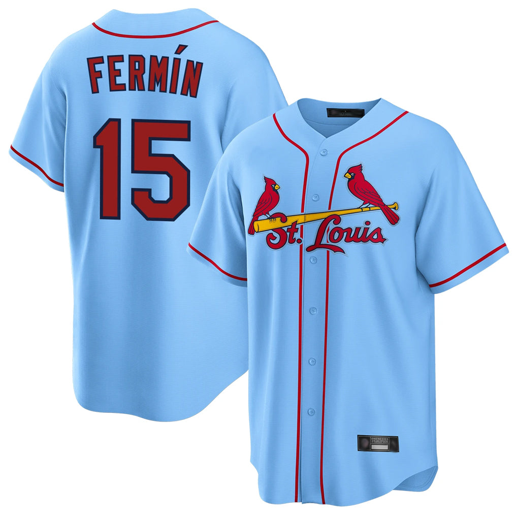 Tlead St. Louis Cardinals #15 Jose Fermin Player Light Blue Home Game Stitched Jerseys
