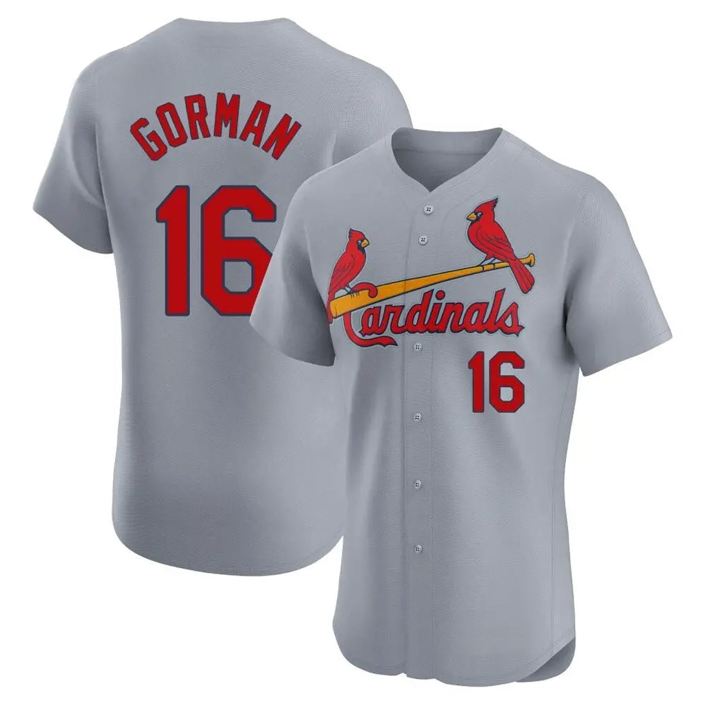 Tlead St. Louis Cardinals #16 Nolan Gorman Player Gray Home Limited Elite Stitched Jerseys